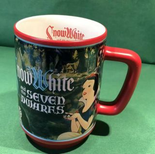 Disney Store Snow White 7 Dwarfs Evil Queen Prince Red Large Coffee Mug 16 Oz.
