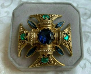 Vintage Florenza Maltese Cross Brooch/pendant
