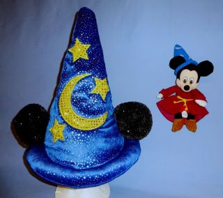 Disney Mickey Mouse Sorcerer Hat W/ears Lights Up - Wizard - Plush Fantasia Beanie