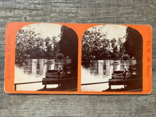 Baltimore Maryland Stereoview Lake At Druid Hill Park By Chase C1870