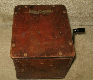 Antique - Western Electric - Hand Crank - Oak Box Ringer - Usa