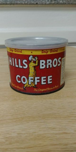 Vintage Hills Bros.  Coffee Tin - - 454 Grams C1939 Red Can Brand