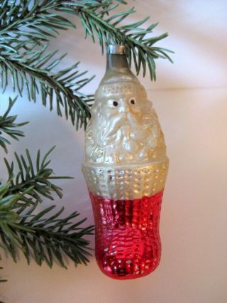 Vintage German Santa Claus In Stocking Glass Christmas Ornament
