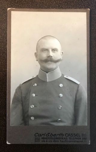 Antique Miniature Cabinet Card Soldier Uniform Germany Cassel Photography