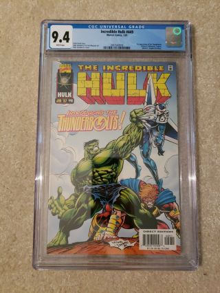 Incredible Hulk 449 Cgc 9.  4,  Freshly Graded Marvel Comics 1st Thunderbolts