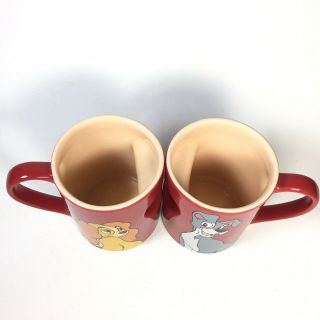 Disney Parks Lady And The Tramp Red Ceramic Heart Coffee Mugs Set Of 2 Cups 2