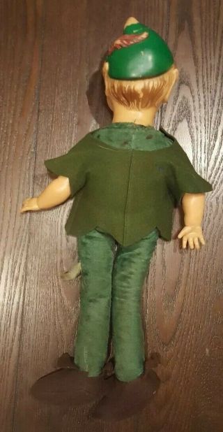 Peter Pan Doll Ideal 1953 Rubber Head Hands w/ Cloth Stuffed Body 18” 3
