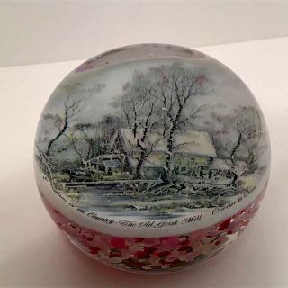 Mosser Currier And Ives Winter In The Country The Old Grist Hill Paperweight