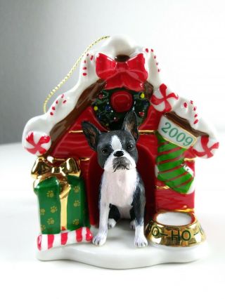 Danbury The 2009 Annual Boston Terrier Ornament " Home For The Holidays "