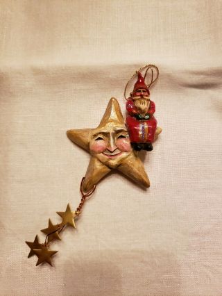 Pam Schifferl Santa On Star Signed Christmas Ornament