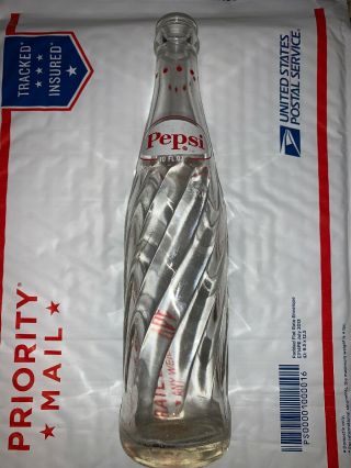 Vintage Pepsi Cola Glass Bottle 10oz Swirl Painted Old Logo With Dots At Top