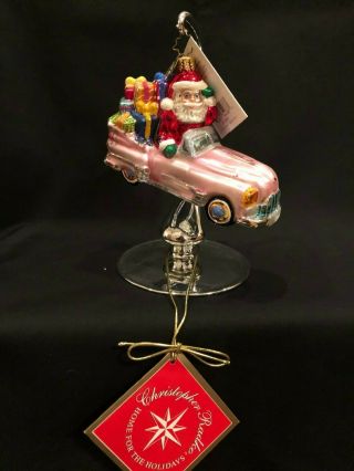 Mary Kay Christopher Radko Santa In Pink Cadillac Christmas Ornament