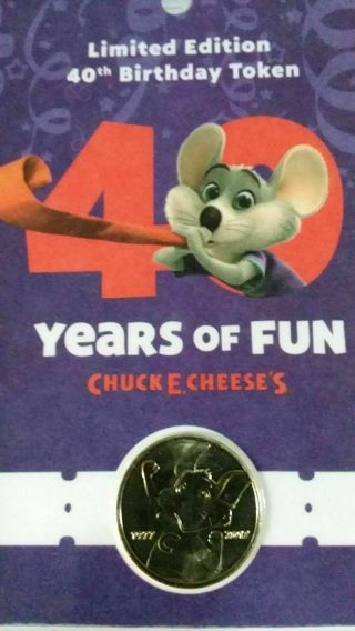 Collectors Chuck E Cheese Coin Token Limited Edition 40 Years Of Fun Token