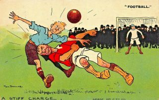 A Stiff Charge Football (rugby) Tom Browne Artist Signed 1909 Postcard