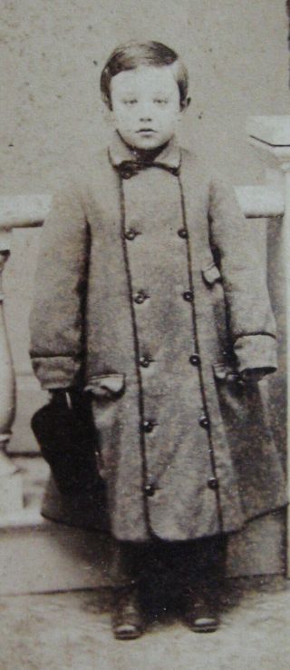 Antique Cw Era Cdv Photo Of Cute Boy Long Double Breasted Coat Brunswick Nj