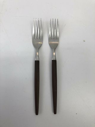 2 Vintage Ecko Eterna Canoe Muffin Stainless Dinner Forks Flatware Danish Mcm