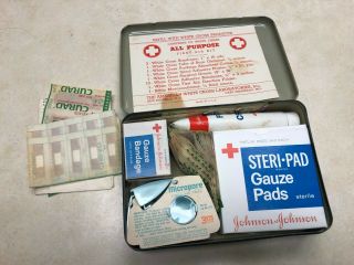 Vintage White Cross First Aid Kit 7 - 1/2 " W/contents