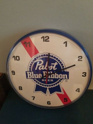 1980s Pabst Blue Ribbon Beer Clock Sign Pbr Milwaukee Man Cave Game Room