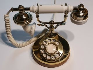 Vintage Brass French Victorian Rotary Telephone Fold A Phone Made In Japan
