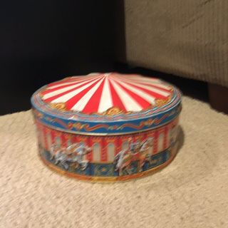 Vintage Carousel Tin Container By Sunshine Biscuit Circus Decor Made In England