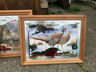 4 Vtg Old Milwaukee Beer Mirrors Wildlife Series Whitetail Pheasant Bear Walleye