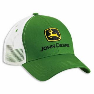 John Deere Green & White Twill Mesh Cap Hat W/tag Sharp