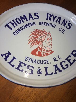 Thomas Ryan ' s Consumers Brewing Company Syracuse NY Ales & Beers Porcelain Tray 3