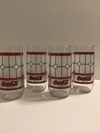 Coca Cola Drinking Glass Vintage Tiffany Style Coke Frosted Stained Glass