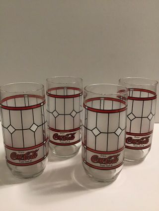 Coca Cola Drinking Glass VINTAGE TIFFANY STYLE Coke FROSTED STAINED GLASS 3