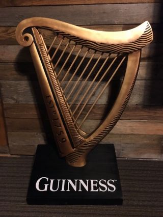 Very Rare Huge Guinness Irish Beer Harp Solid Wood Store Advertising Display