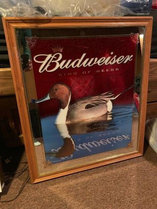 Budweiser Pintail Duck Sign Beer Sign Mirror Mallard Wildlife Outdoors Lake Pond