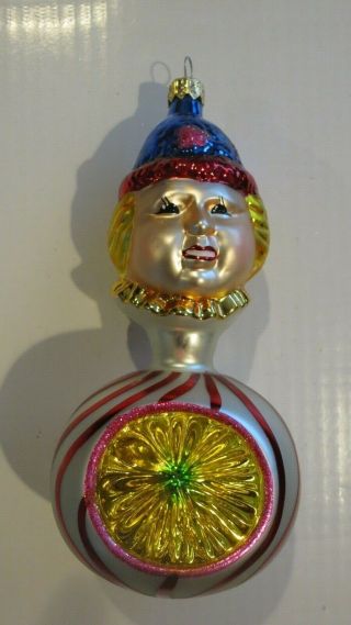 Radko Hard To Find Clown Reflector Squiggles Ornament 1994 90 - 084 - 2.