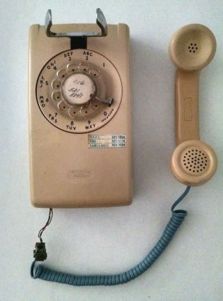 Vintage Rotary Dial Beige Wall Mount Phone