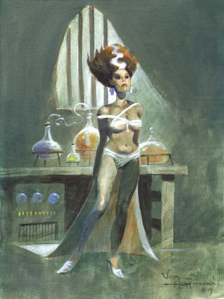 Bride Of Frankenstein Laboratory Awesome Painting By Mike Hoffman