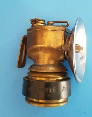 Vintage - Miners Justrite Streamlined Carbide Lamp W/patented Air Cooled Grip