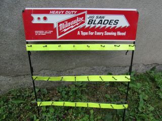 Milwaukee Jigsaw Blades Sign Dealers Metal Display Store Sign Vintage