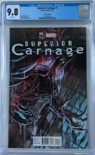 Superior Carnage 1 Cgc 9.  8 White Pages 1:25 Variant Edition Key Issue L@@k