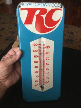 Vintage Rc Royal Crown Cola Soda Pop 14” Metal Thermometer Sign