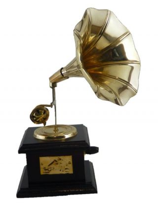 Gramophone Showpiece Handmade Brass Vintage Antique Wooden Gramophone Home Decor