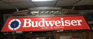 Vintage Budweiser Beer Hanging Pool Table Light Clydesdale Horses