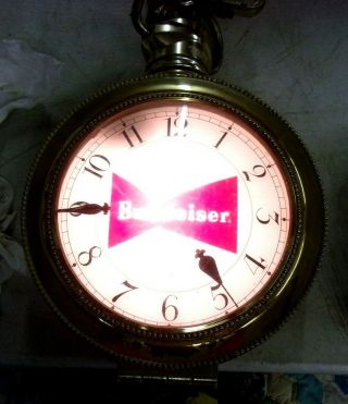 1959 Budweiser Large Rotating Lighted Pocket Watch