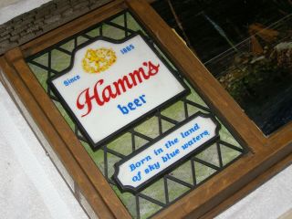 Vintage Hamm ' s Motion Beer Light Sign Scene - O - Rama Canoe Campfire 3