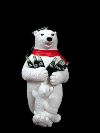 Coca - Cola Kurt S Adler Resin Polar Bear With Cub Holiday Christmas Ornament
