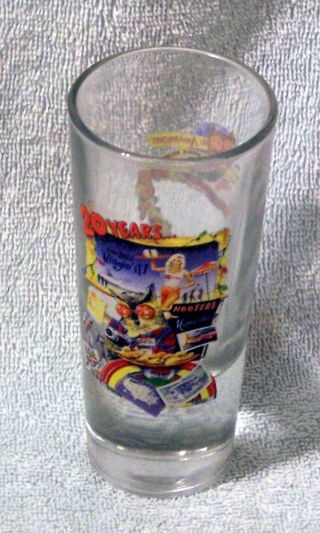 1983 - 2003 Hooters 20th Anniversary A Delightfully Double Decade Tall Shot Glass