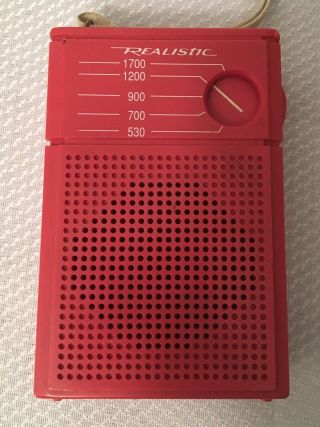 Vintage Radio Shack Flavoradio REALISTIC 12 - 203 Pink AM Transistor Radio 3