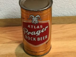 Atlas Prager Bock Beer (32 - 28) Empty Flat Top Beer Can By Atlas,  Chicago,  Il