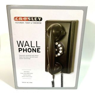 Crosley Wall Phone Cr55 - Bk Rotary Dial Push Button