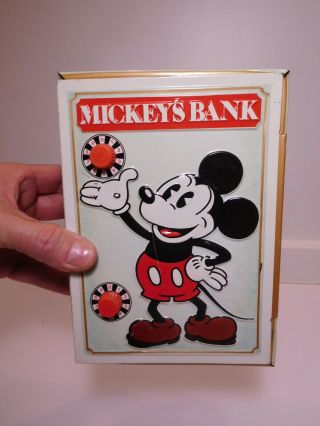 Vintage 1978 Walt Disney Productions Embossed Tin Toy Mickey Mouse Bank