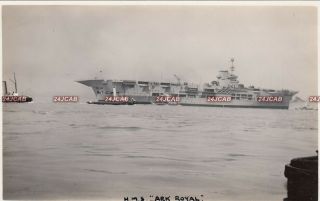 Photograph Royal Navy.  Hms " Ark Royal " Carrier.  Short Funnel.  As Complete.  1938