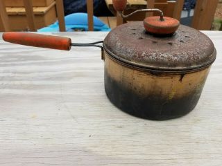 Vintage Stove Top Popcorn Maker With Wood Crank Handle
